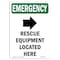 Signmission OSHA Emergency Sign, 24" H, Aluminum, Rescue Equipment Located Here, Portrait, EM-A-1824-V-10536 OS-EM-A-1824-V-10536 - alternate 1